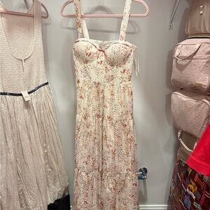 Altar'd State Cream and Pink Floral Maxi Dress